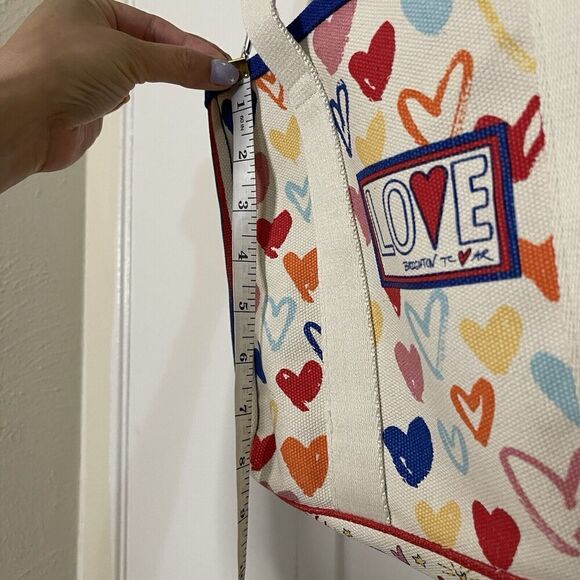 BRIGHTON Red White and You Canvas small crossbody Tote Purse sparkle and shine - Picture 8 of 9